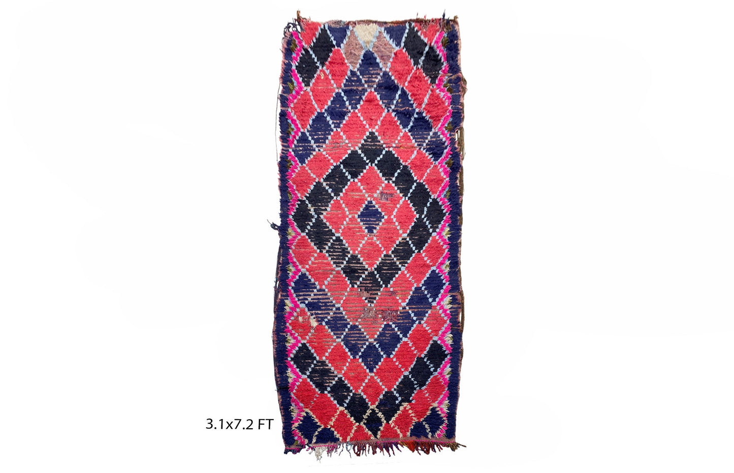 Tapis de couloir marocain vintage à diamants 3x7.