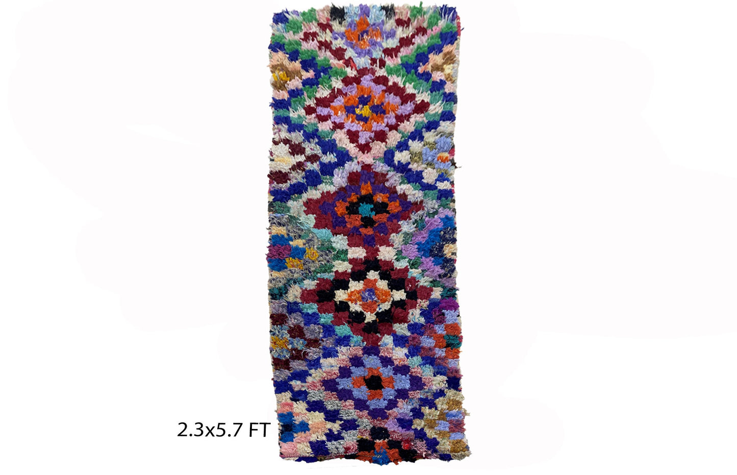 Tapis de couloir marocain vintage 3x6, petit tapis de couloir à carreaux.