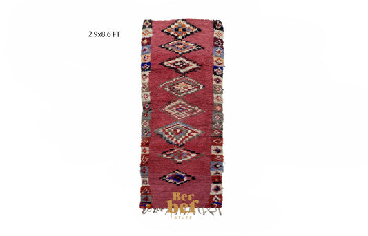 Tapis de couloir marocain, tapis berbère tissé doux 3x9 pi.