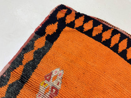 Moroccan vintage woven runner rug, orange rug runner 4x9.