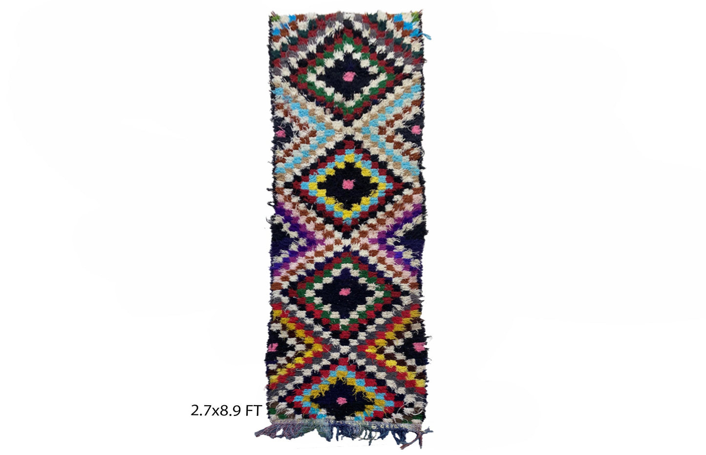 Woven Moroccan runner rug 3x9, vintage tribal runner rug.