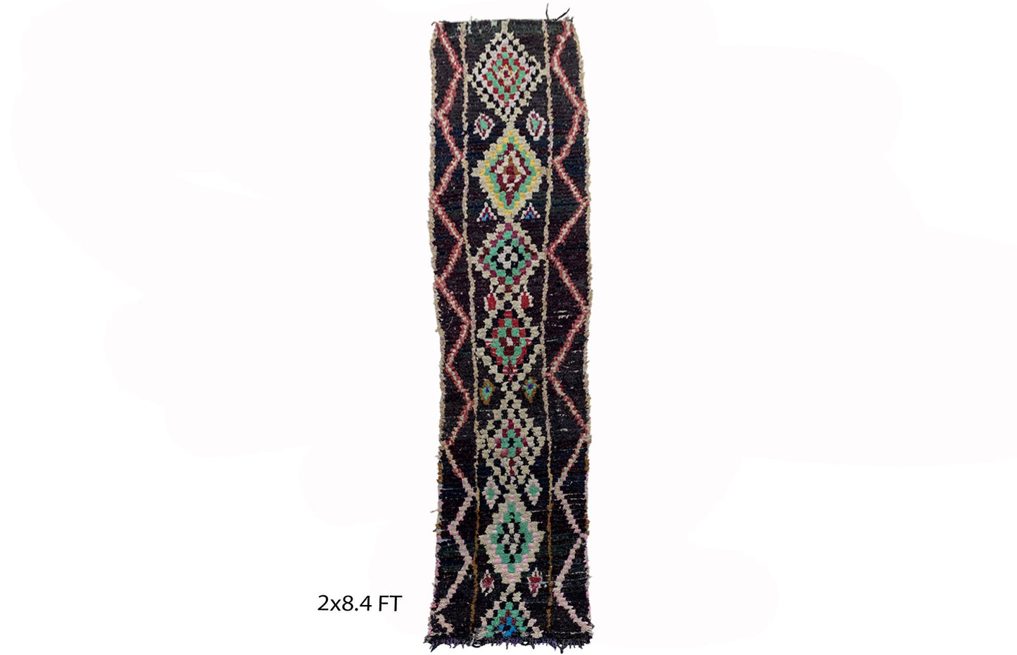 Tapis marocain étroit 2x8, tapis de couloir vintage tissé.