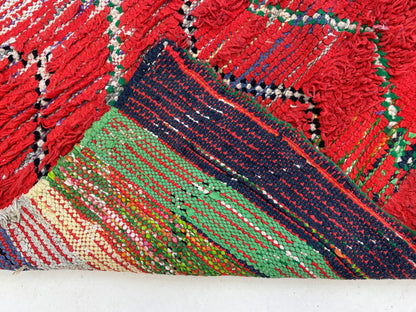 Tapis de couloir marocain berbère rouge 3x10,5, long tapis de couloir vintage.