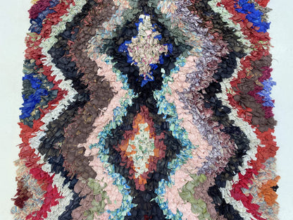 Tapis marocain à rayures Boucherouite 4x8 pi.