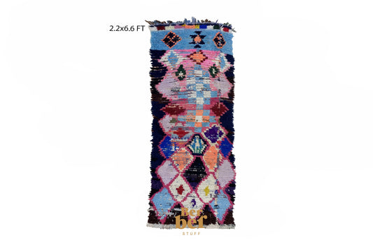 Tapis de couloir tissé marocain vintage coloré 2x7 pi.