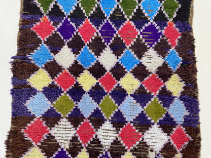 Tapis de couloir marocain tribal à diamants colorés 3x7.