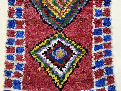 Tapis de couloir marocain vintage Boucherouite 3x9.