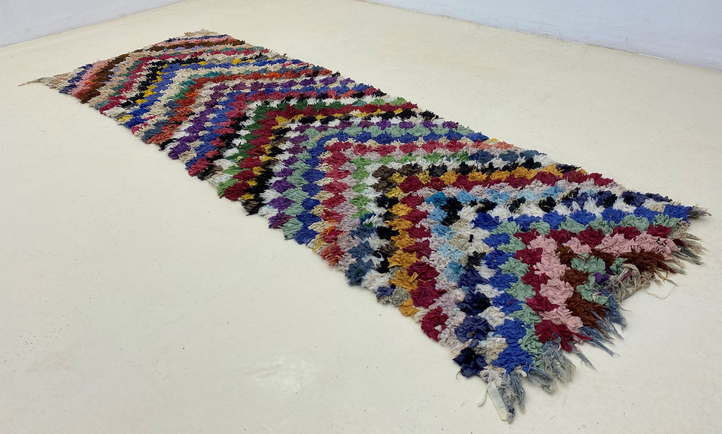 Tapis de couloir étroit et coloré 3x8, tapis à carreaux marocains.