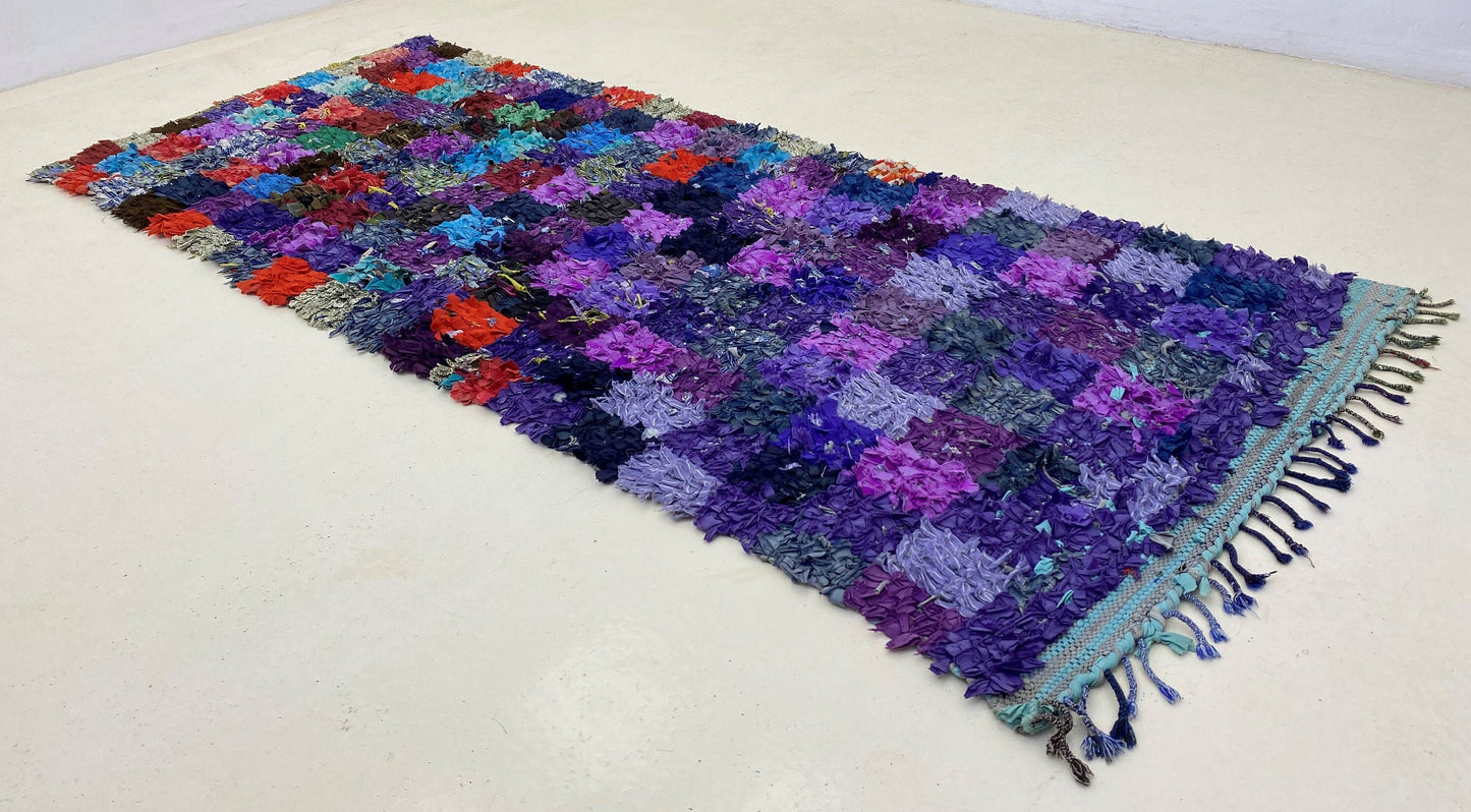 Tapis de couloir étroit et coloré 3x8, tapis de couloir berbère à carreaux.