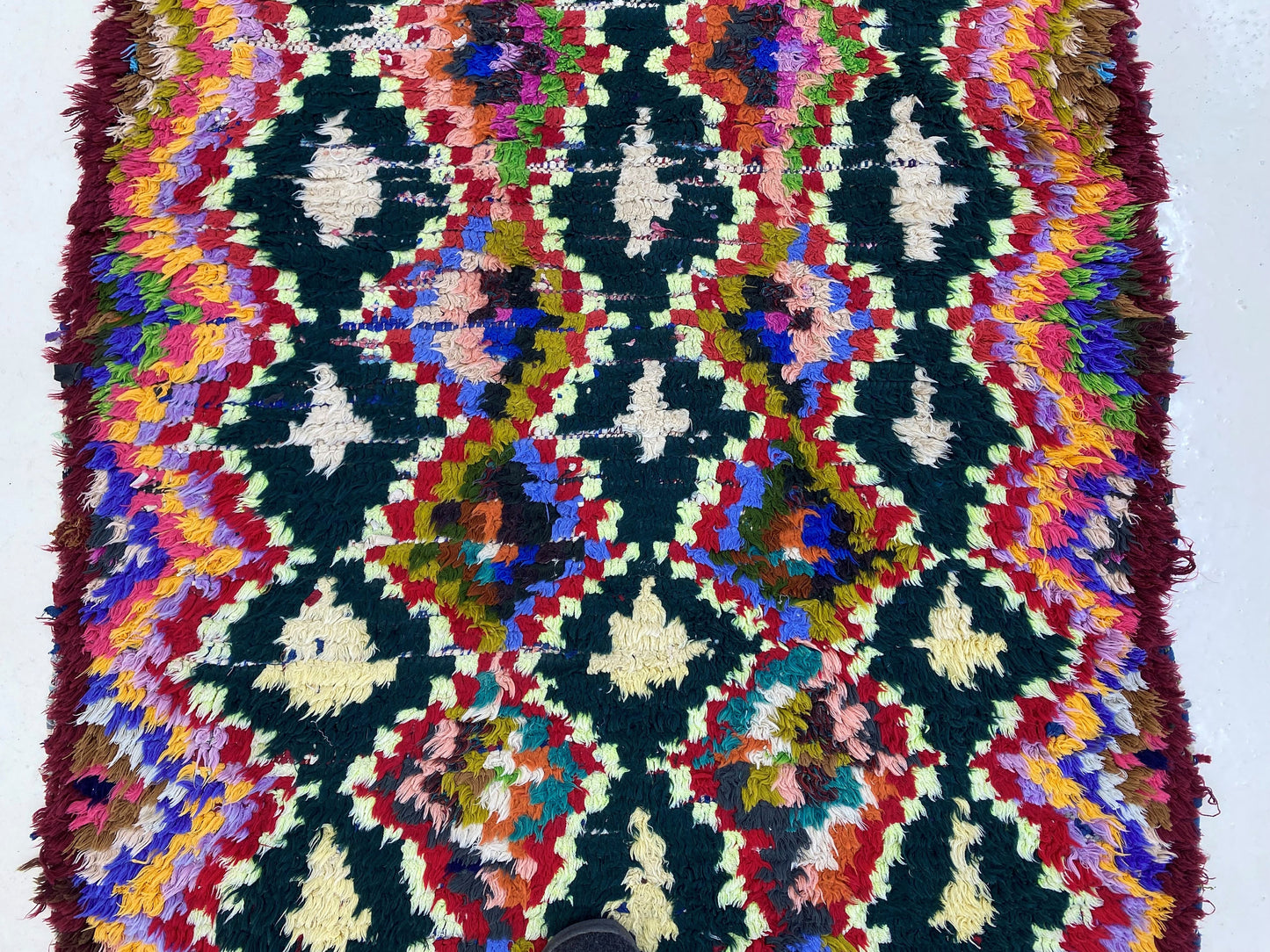 Tapis tissé marocain 3x7, longs tapis vintage.