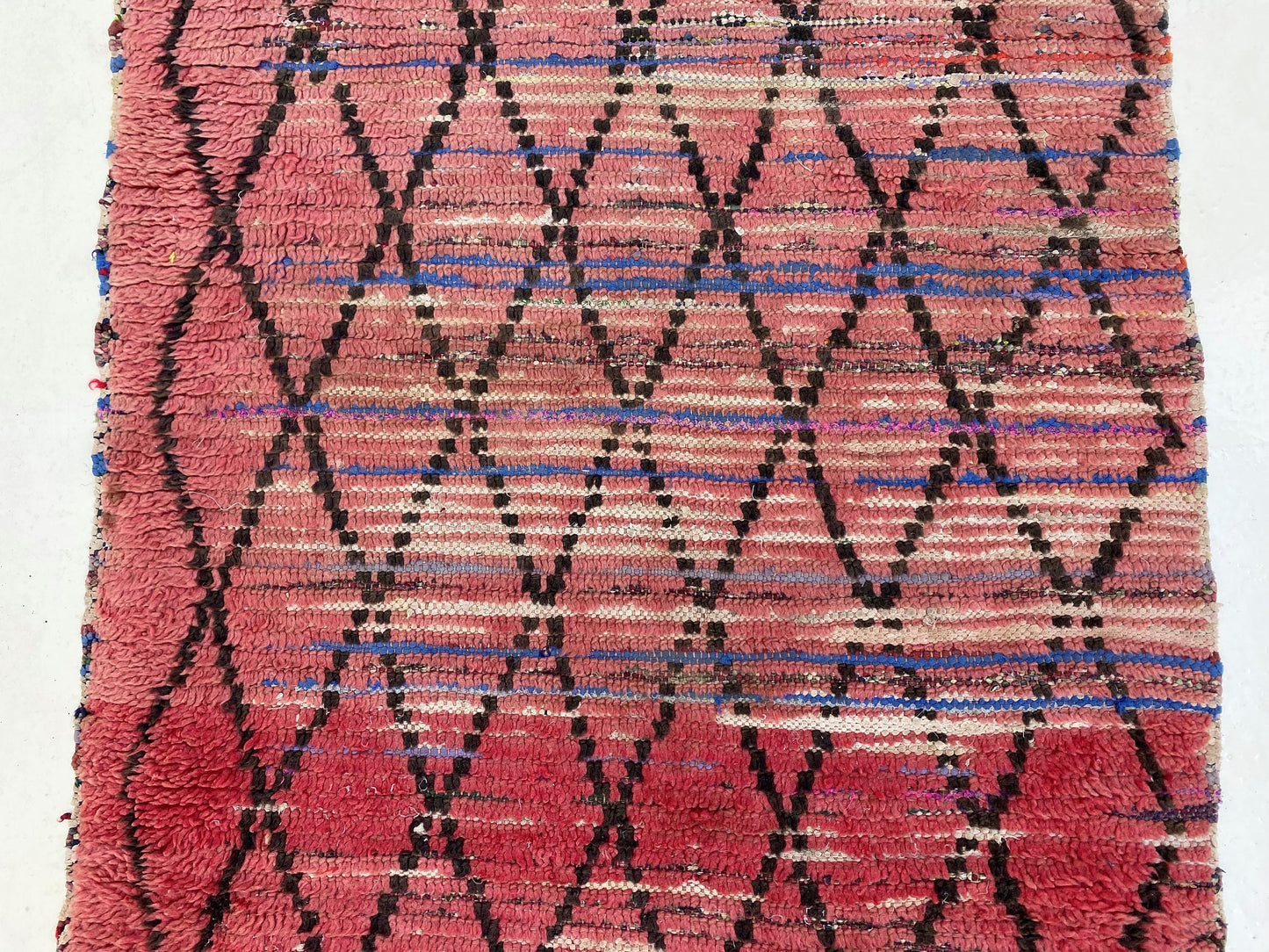 Tapis de couloir marocain en grille, tapis berbère vintage 3x9.