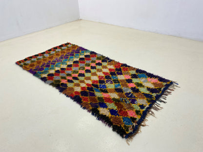 Petit tapis à losanges 3x6, tapis vintage marocain.