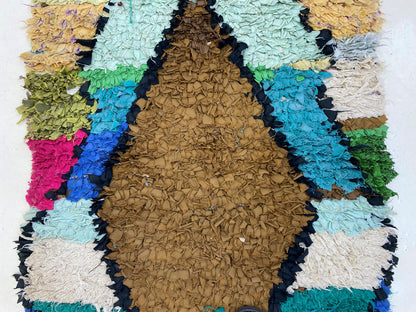 Tapis de couloir marocain à losanges 3x9, long tapis de couloir coloré.