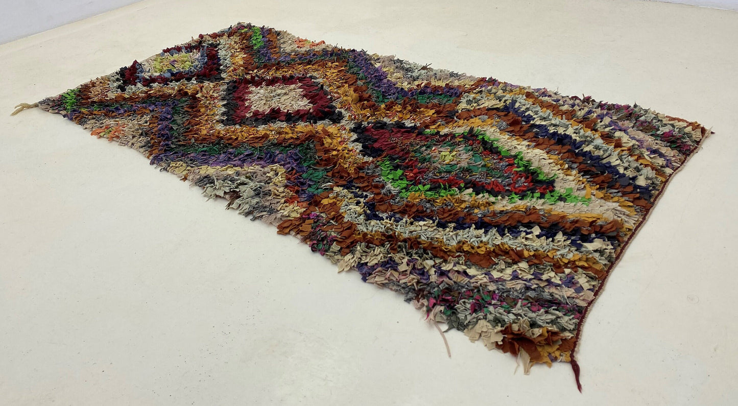 Tapis berbère vintage 3x6, tapis marocains à losanges.