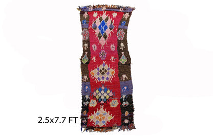 2.5x8 Moroccan vintage runner rug, Long Berber unique rug runner.