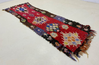 2.5x8 Moroccan vintage runner rug, Long Berber unique rug runner.