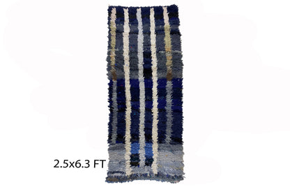 2.5x6 Moroccan woven runner rug, Berber vintage runner rug.