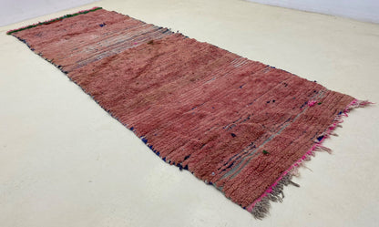 Tapis berbère uni rose 3x9, long tapis marocain.