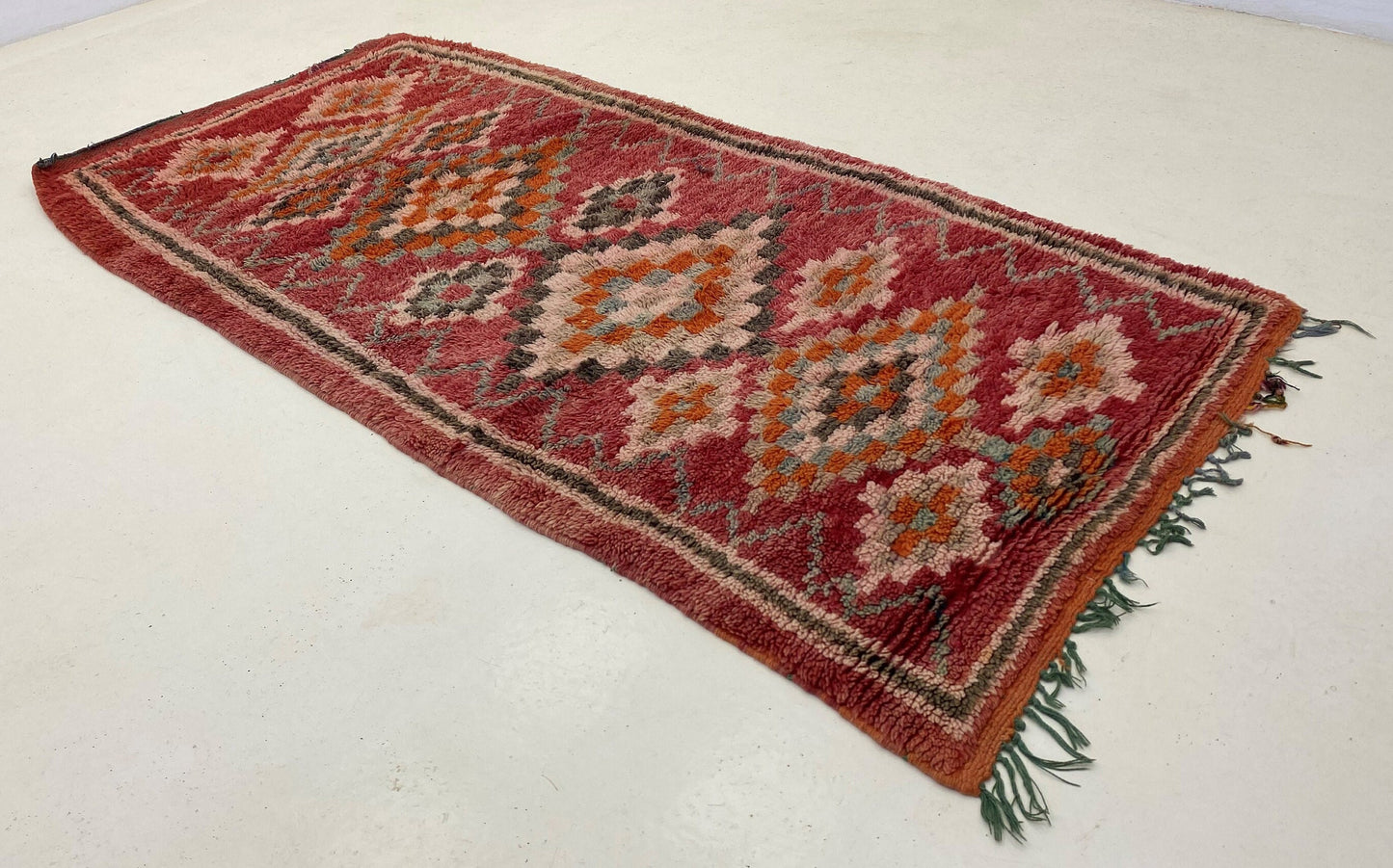 Long tapis marocain 3x7, tapis berbère vintage.