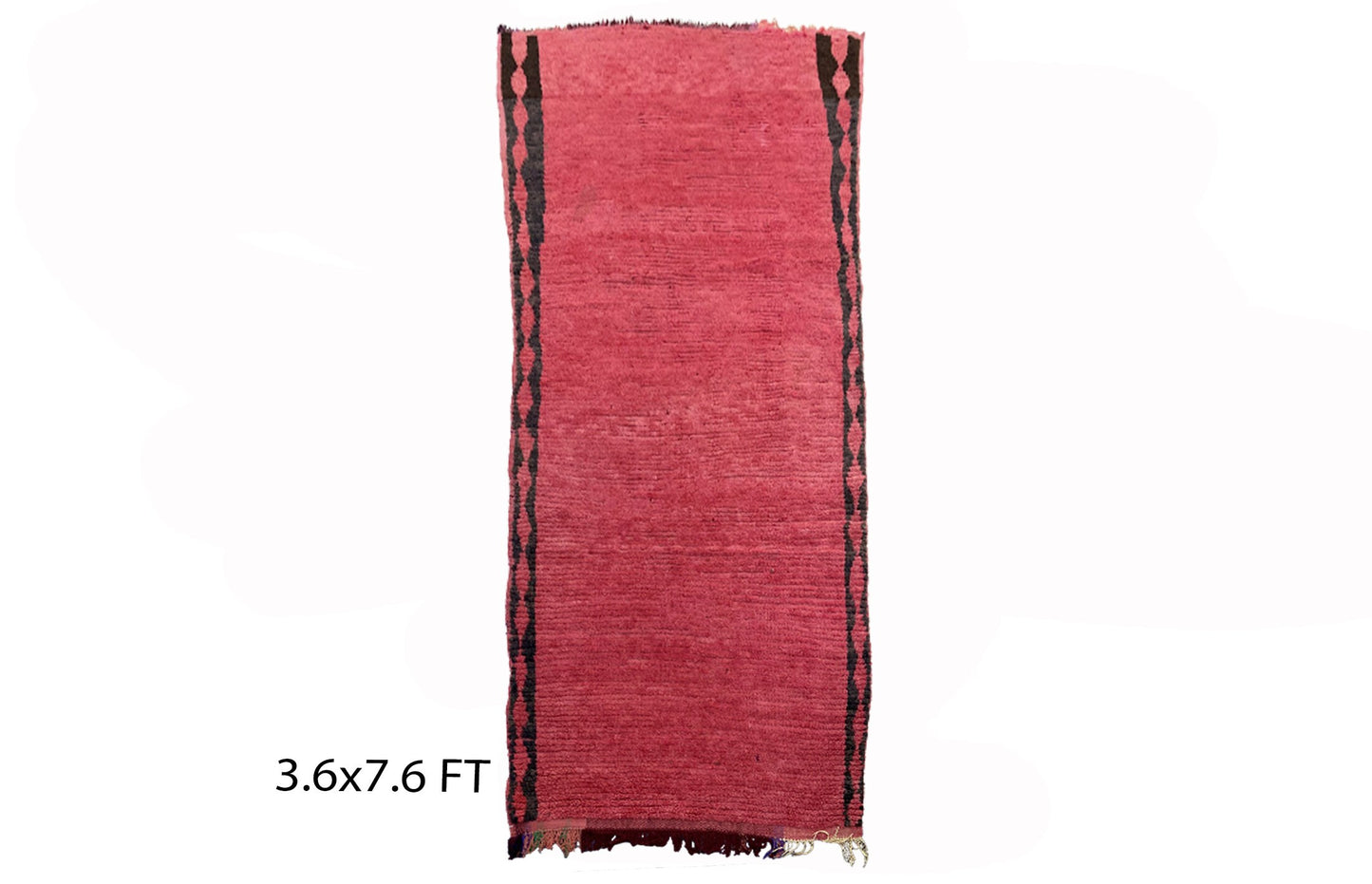 Long tapis marocain rouge 8x4, tapis berbères vintage.