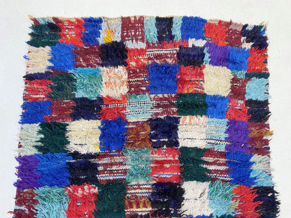 Tapis de couloir à carreaux colorés 3x8, tapis de couloir berbère marocain.