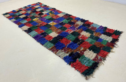 Tapis de couloir à carreaux colorés 3x8, tapis de couloir berbère marocain.