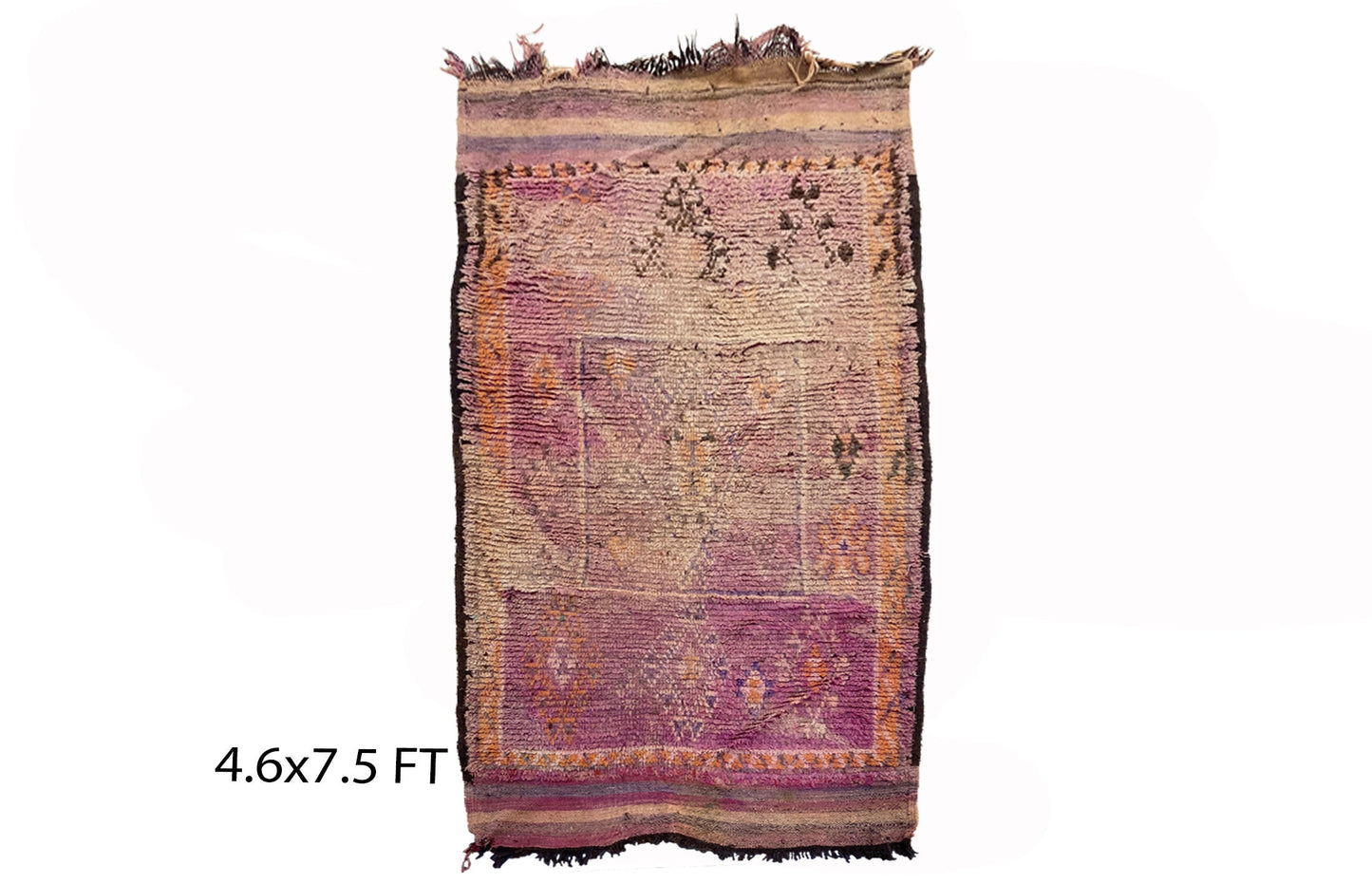 Tapis marocain délavé 5x7,5, tapis violet vintage.