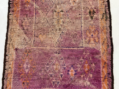 Tapis marocain délavé 5x7,5, tapis violet vintage.