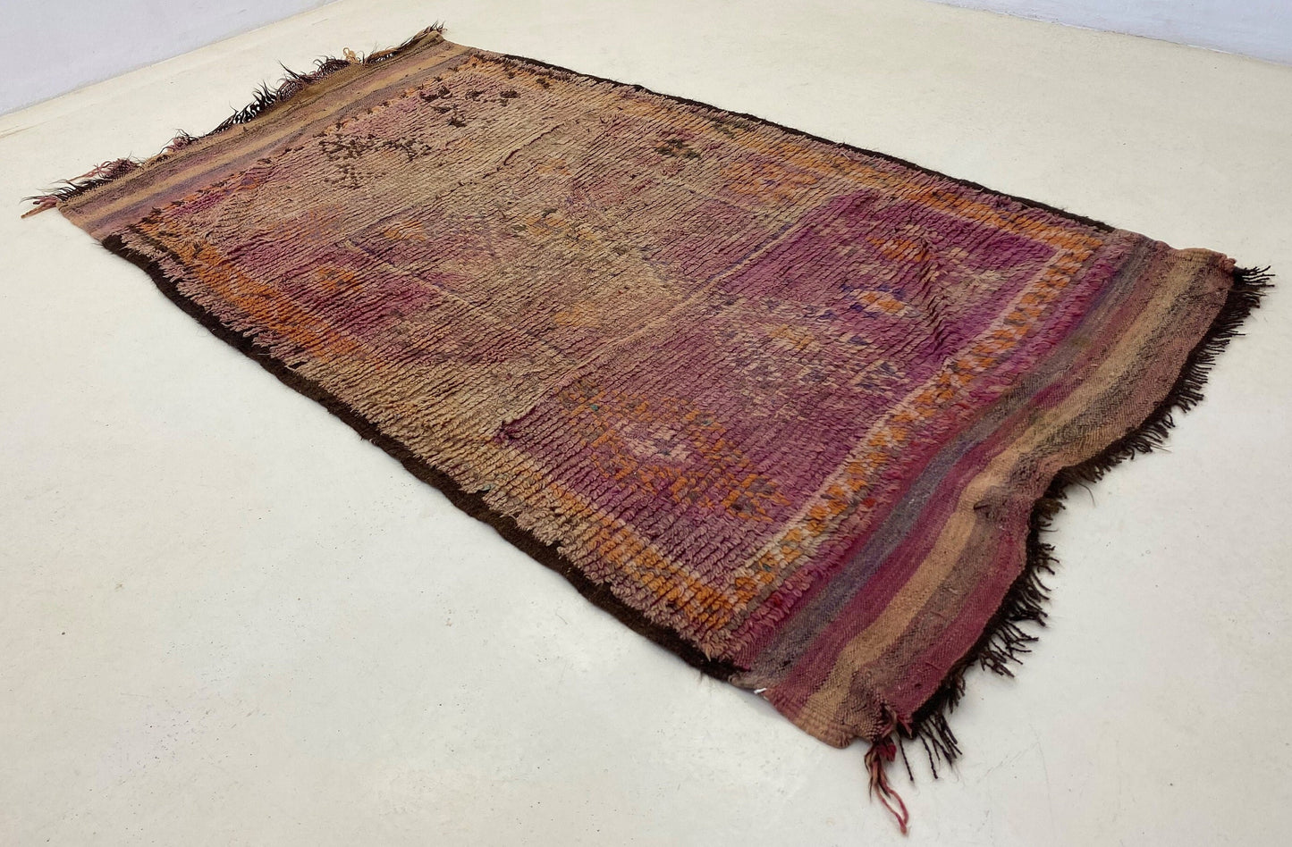 Tapis marocain délavé 5x7,5, tapis violet vintage.