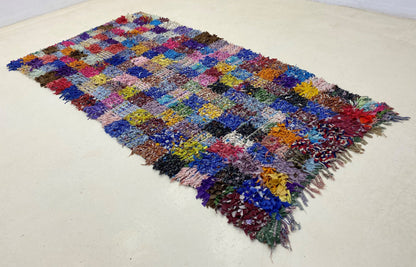 Tapis à carreaux berbères 4x7,5, tapis marocains colorés.