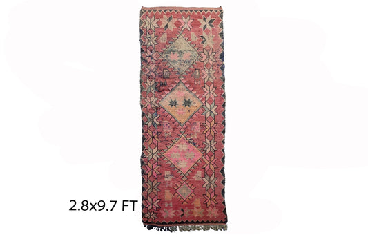 Tapis de couloir marocain Diamond 3x10, tapis de couloir berbères étroits.