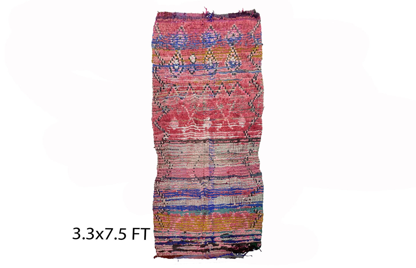 Long vintage worn runner rug 3x8, Moroccan Berber rug runner.