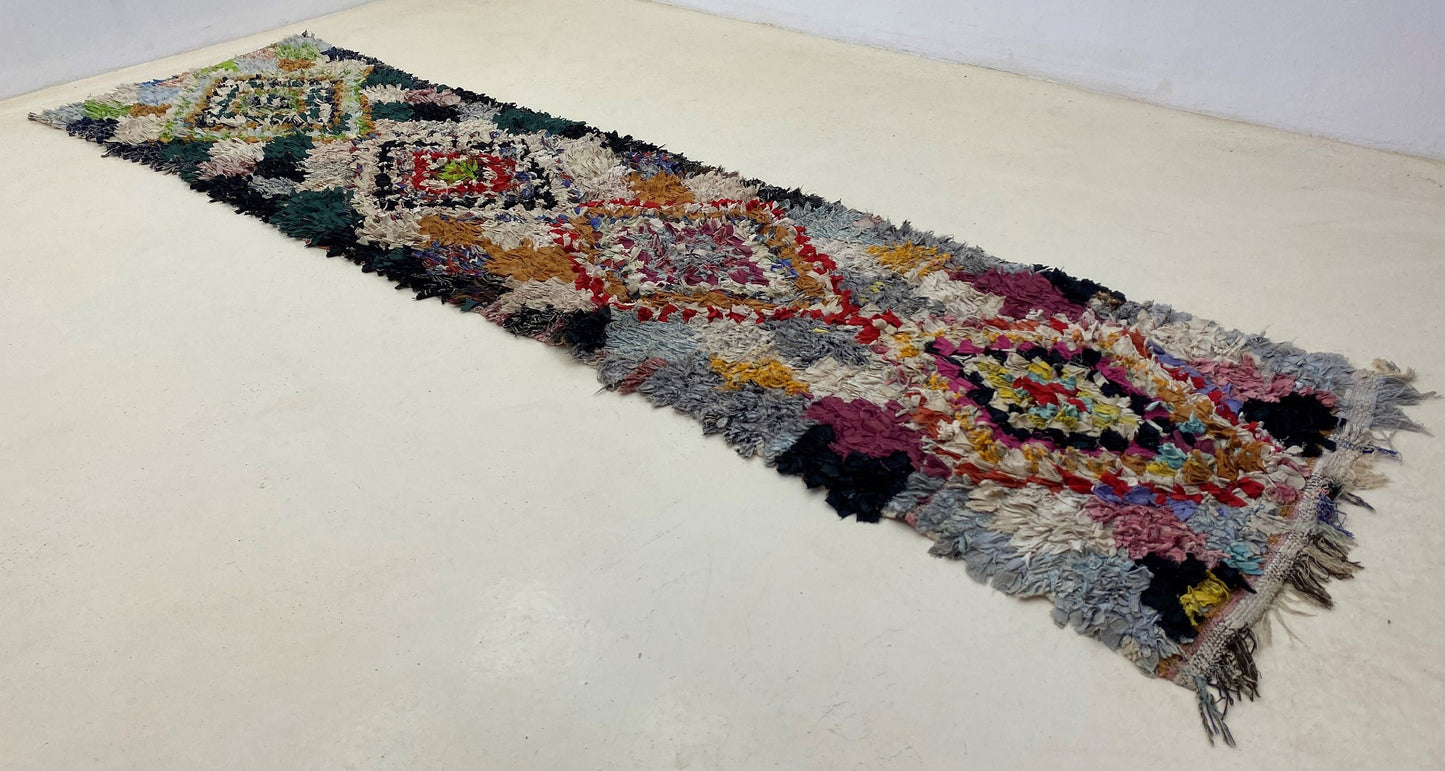 Tapis de couloir marocain Diamond 3x10,5, tapis de couloir berbère vintage.