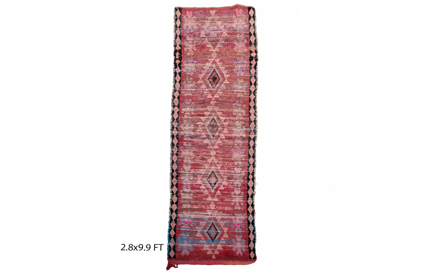 Tapis de couloir tissé délavé, tapis de couloir vintage marocain 3x10.