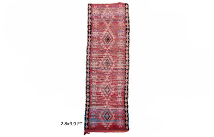 Tapis de couloir tissé délavé, tapis de couloir vintage marocain 3x10.