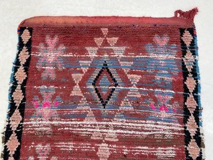 Tapis de couloir tissé délavé, tapis de couloir vintage marocain 3x10.