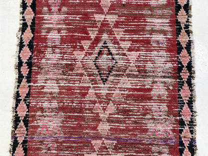 Tapis de couloir tissé délavé, tapis de couloir vintage marocain 3x10.