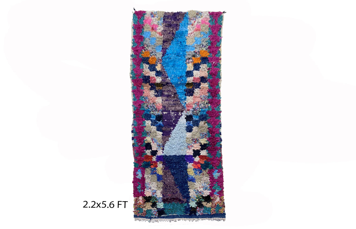 Tapis de couloir marocain vintage 2x6, petit tapis de couloir abstrait.