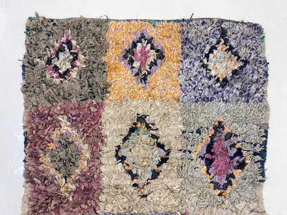 Tapis de couloir à diamants colorés 3x6, tapis de couloir berbère marocain.