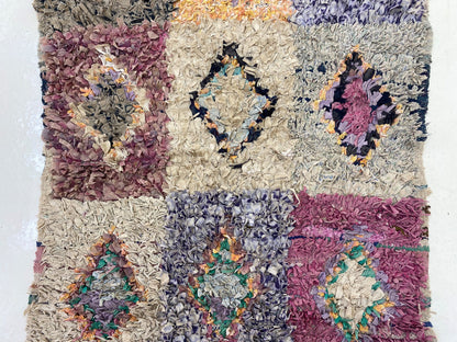 Tapis de couloir à diamants colorés 3x6, tapis de couloir berbère marocain.