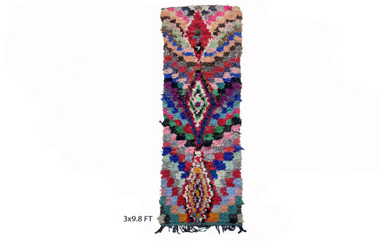 woven Moroccan colorful vintage rug runner 3x10.