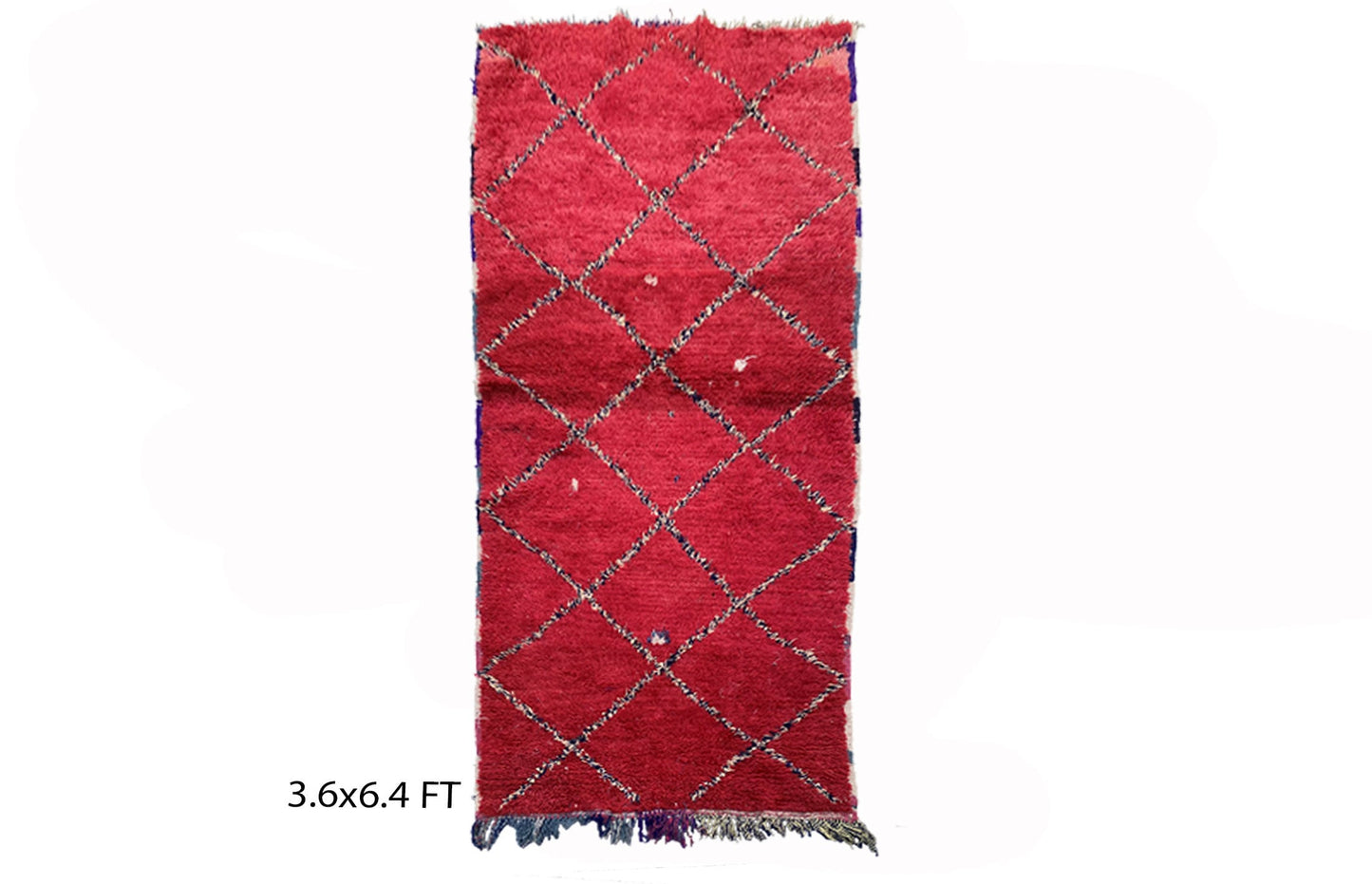 Tapis marocain à losanges rouges 4x6, tapis berbère vintage.