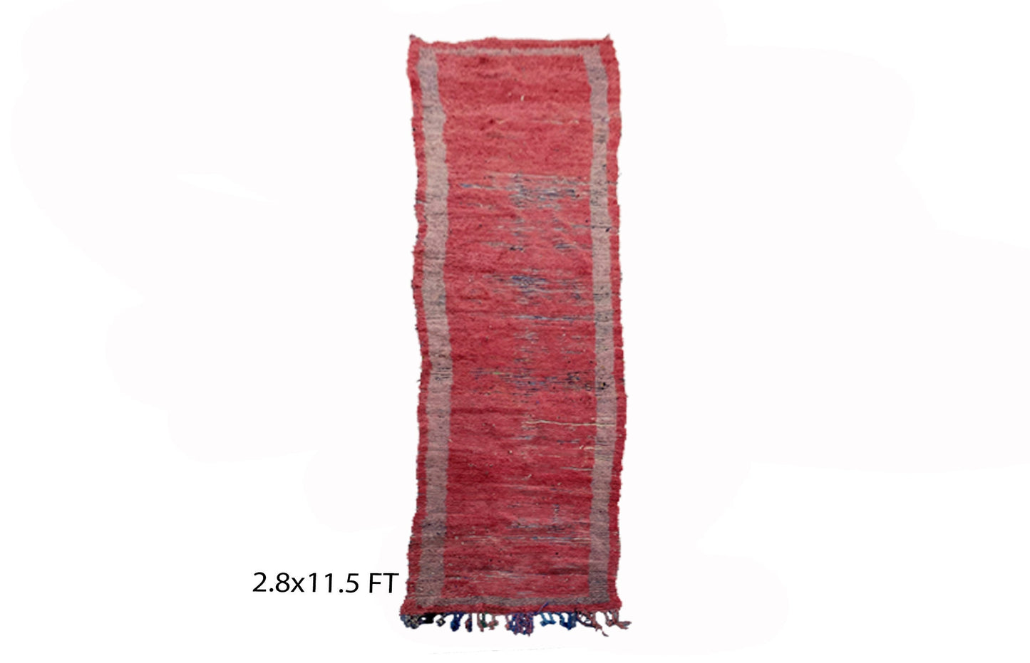 Tapis de couloir vintage extra étroit 3x11,5, tapis de couloir rouge marocain.