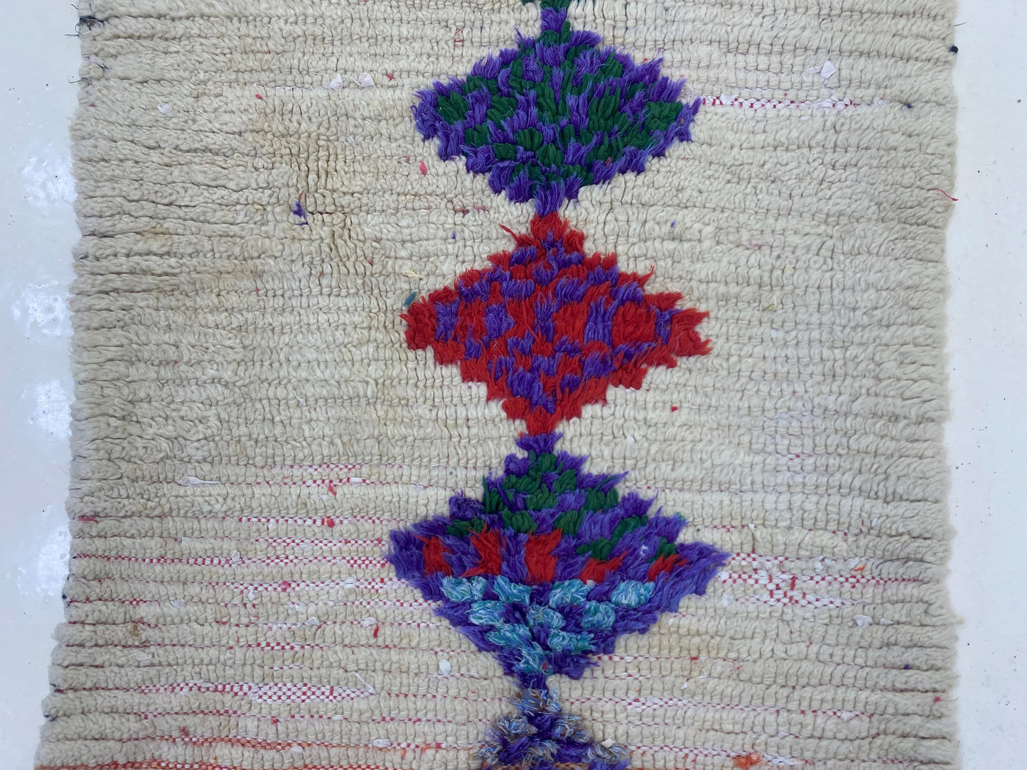 Tapis de couloir à diamants colorés 2x7, tapis de couloir berbère marocain.