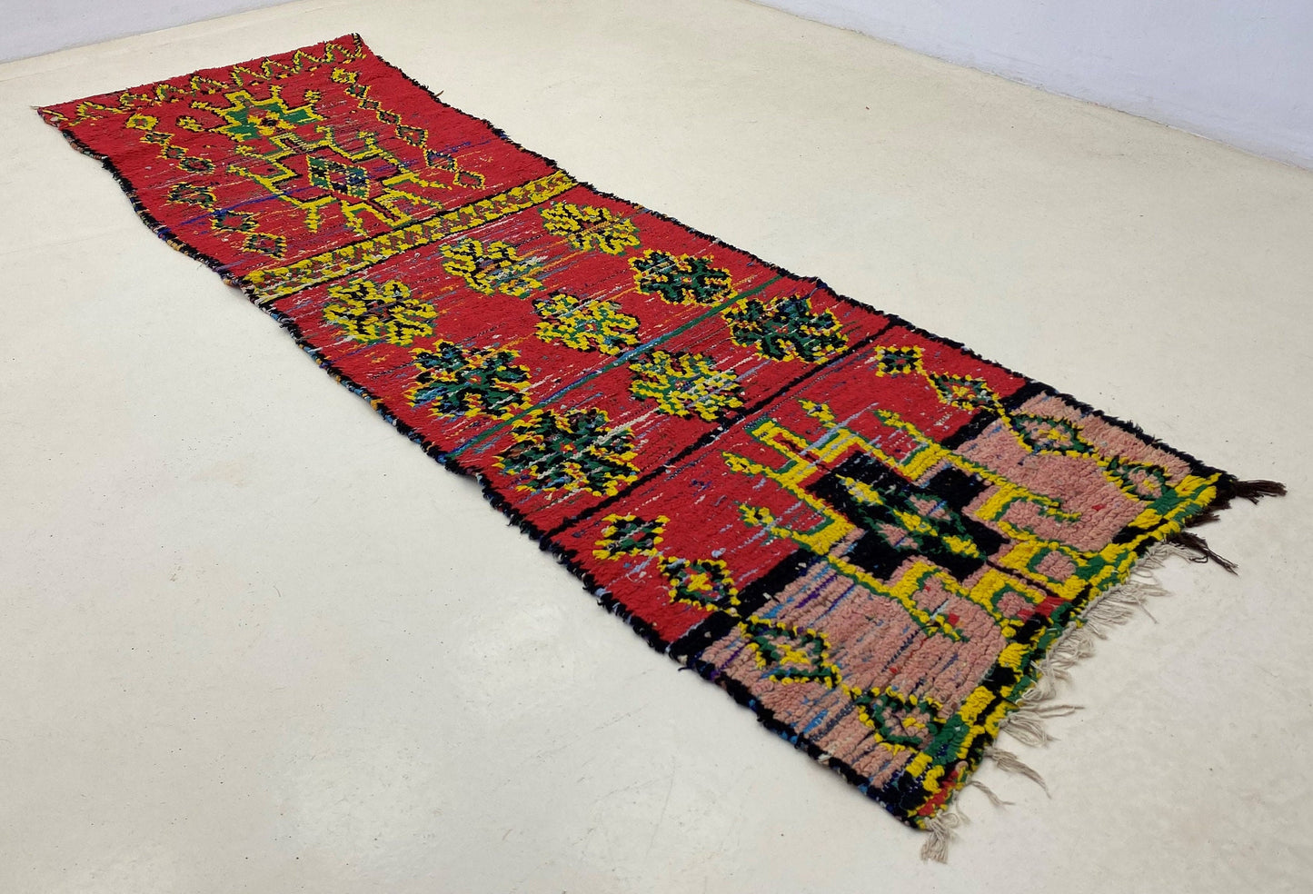 Tapis de couloir marocain, tapis de couloir berbère vintage 3x9.