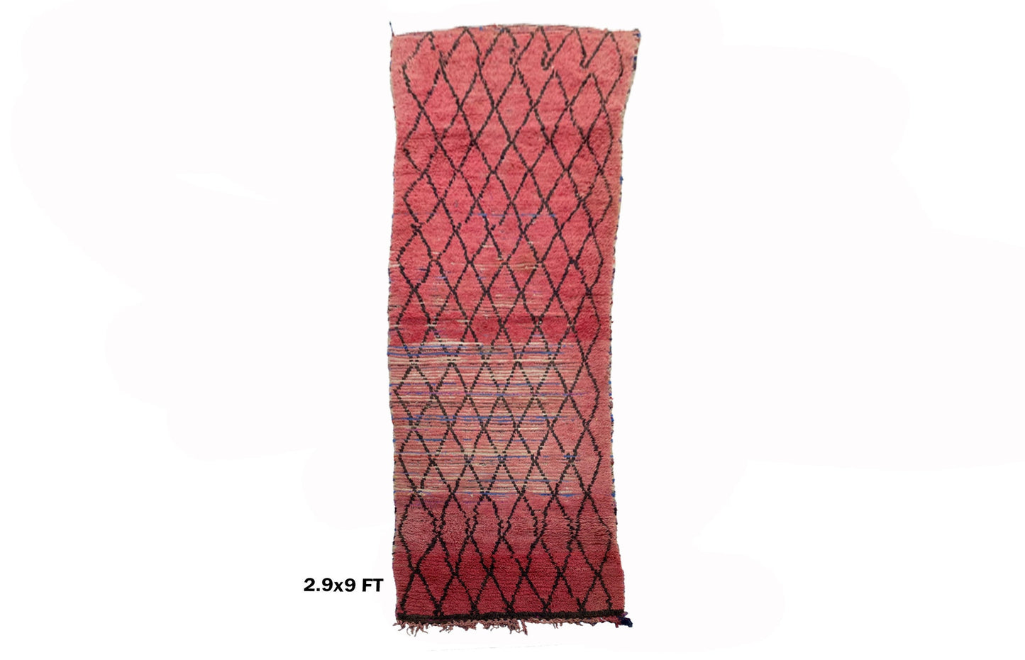 Tapis de couloir marocain en grille, tapis berbère vintage 3x9.