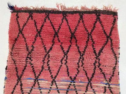 Tapis de couloir marocain en grille, tapis berbère vintage 3x9.