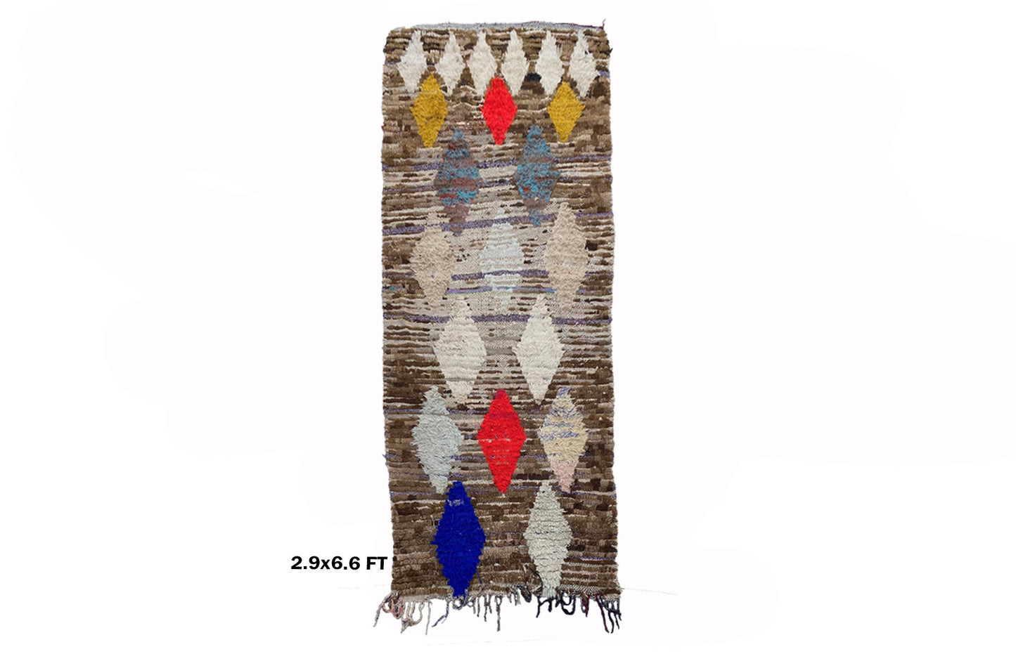 Tapis de couloir diamant, tapis de couloir vintage marocain 3x7.