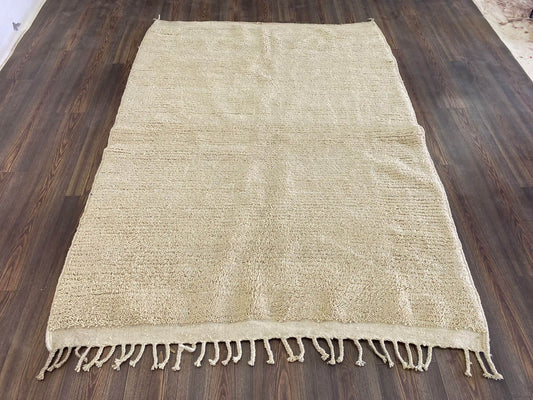 Custom Beige rug, Moroccan Berber Solid Wool rug - Home gift - Handmade area rugs for Livingroom.