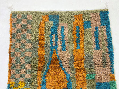 Tapis personnalisé noué à la main vibrant, tapis marocain - Tapis de décoration d'intérieur bohème coloré.